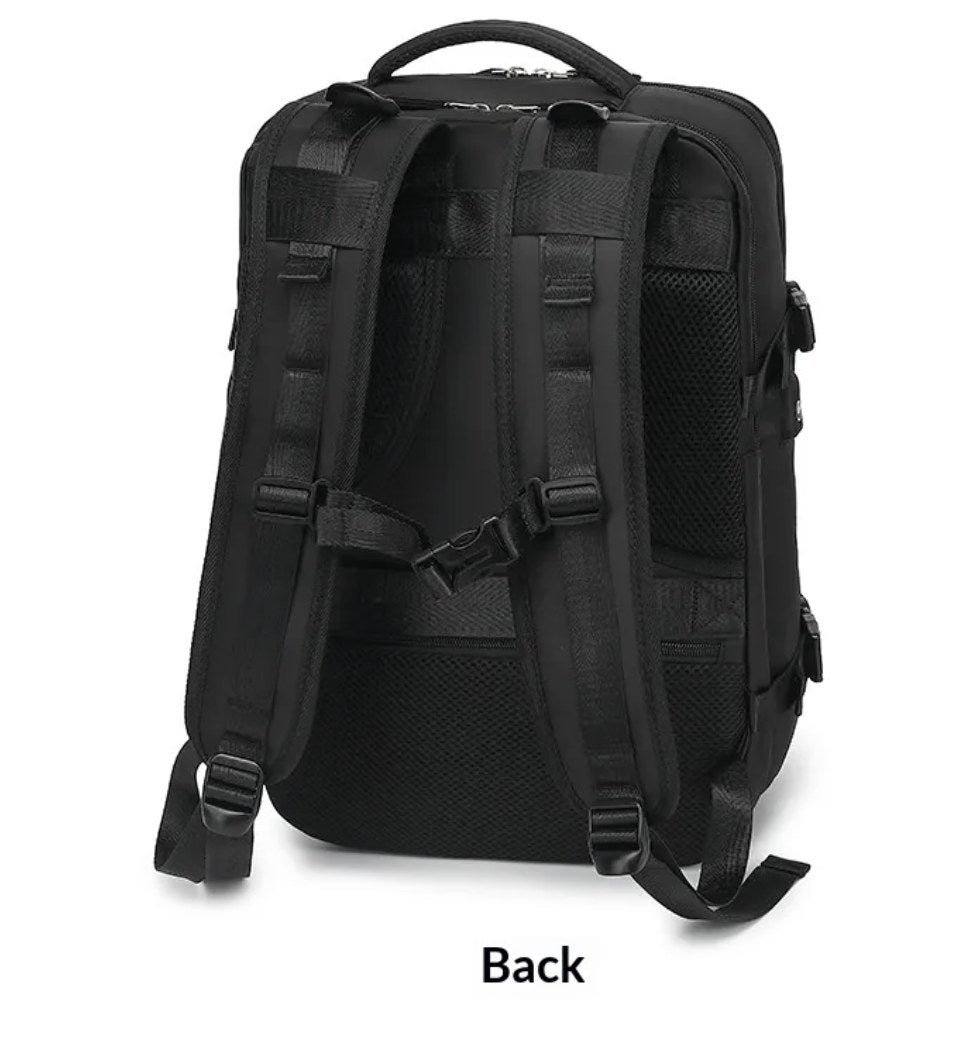 Back of the AirPack showing the padded shoulder straps and ventilated back panel